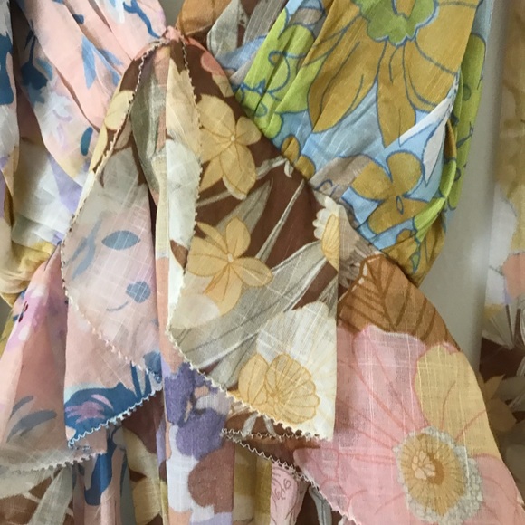 Zimmermann Cream Flutter Sleeve Midi Dress V-Neck - Picture 5 of 10